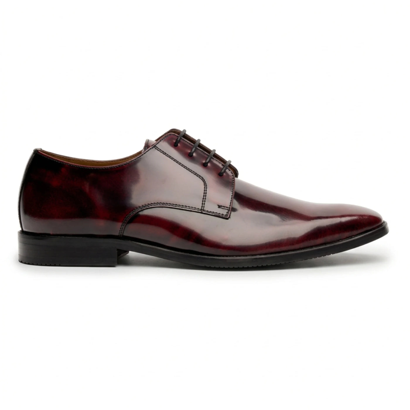 Chester - Men's Burgundy High-Shine Polished Derby Shoes