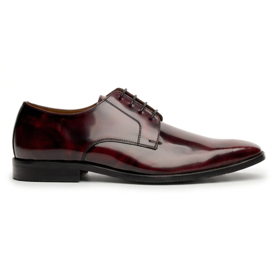 Chester - Men's Burgundy High-Shine Polished Derby Shoes
