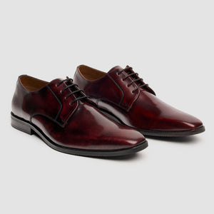 Chester - Men's Burgundy High-Shine Polished Derby Shoes