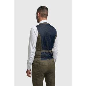 Damon - Men's Olive Green 3 Piece Herringbone Tweed Suit-TruClothing