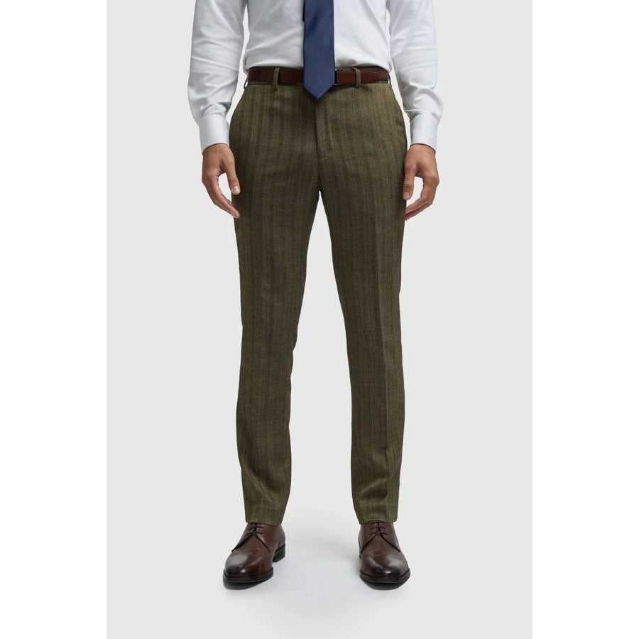 Damon - Men's Olive Green Tweed Trousers-TruClothing