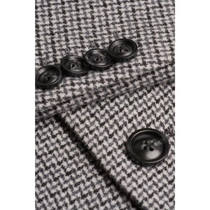 Kerry - Men's Grey Wool Blend Houndstooth Tweed Overcoat-TruClothing