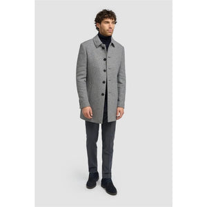 Kerry - Men's Grey Wool Blend Houndstooth Tweed Overcoat-TruClothing
