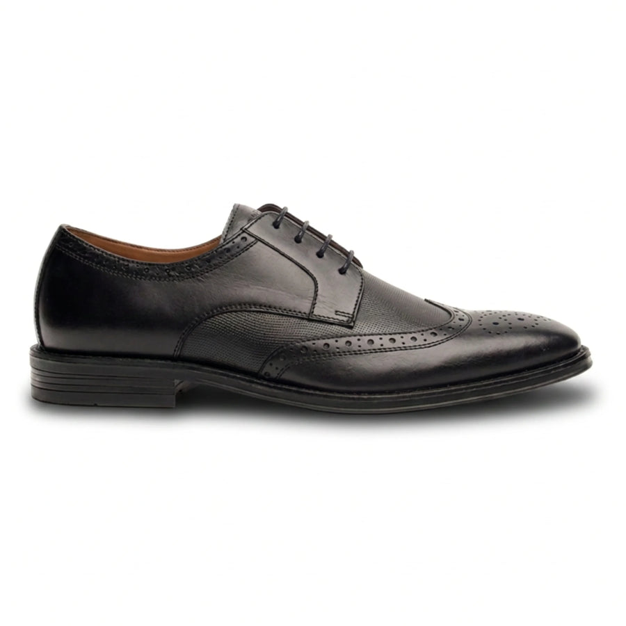 Lorenzo - Men's Black Burnished Leather Oxfords Shoes