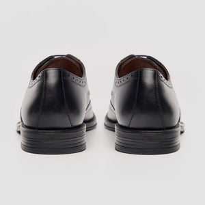 Lorenzo - Men's Black Burnished Leather Oxfords Shoes