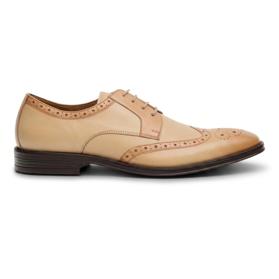 Lorenzo - Men's Ivory Burnished Leather Oxfords Shoes