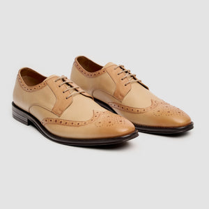 Lorenzo - Men's Ivory Burnished Leather Oxfords Shoes