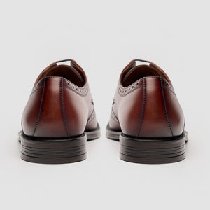 Lorenzo - Men's Tan Burnished Leather Oxfords Shoes