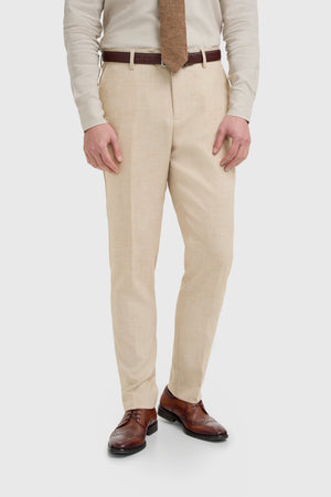 Malibu - Men's Beige 3 Piece Textured Suit