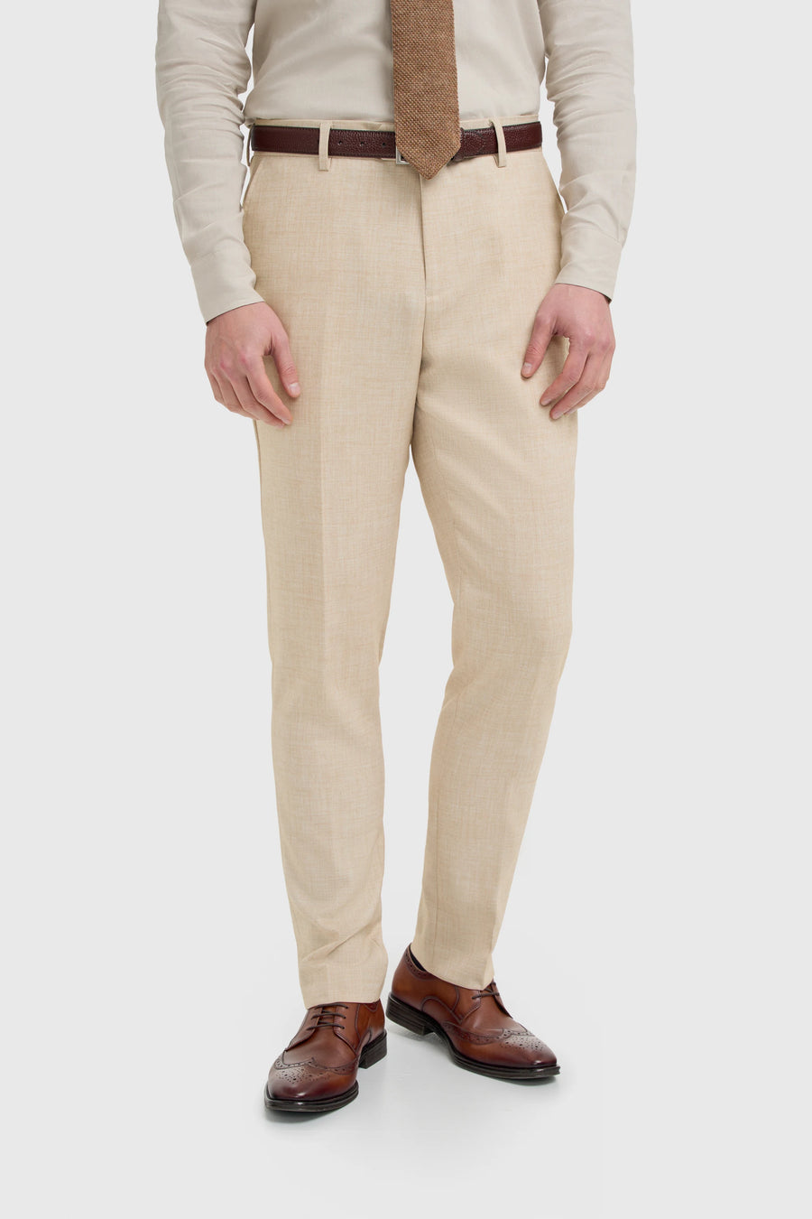 Malibu - Men's Beige Textured Trousers