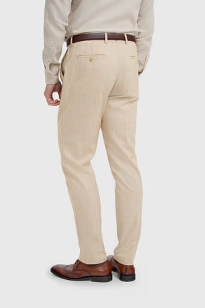 Malibu - Men's Beige 3 Piece Textured Suit