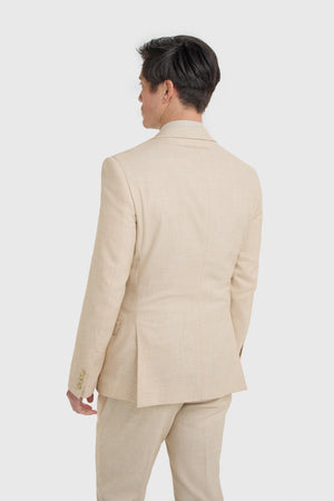 Malibu - Men's Beige 3 Piece Textured Suit