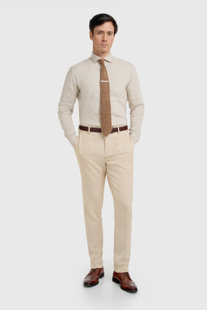 Malibu - Men's Beige 3 Piece Textured Suit