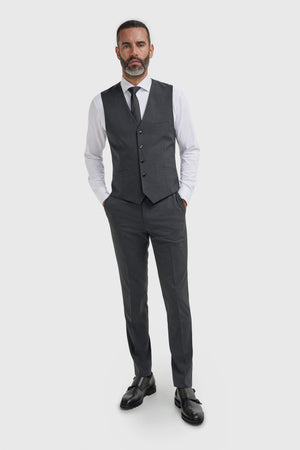 Malibu - Men's Charcoal Textured Grey 3 Piece Suit