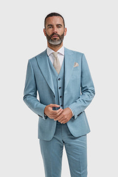James - Men's Light Blue Textured Blazer
