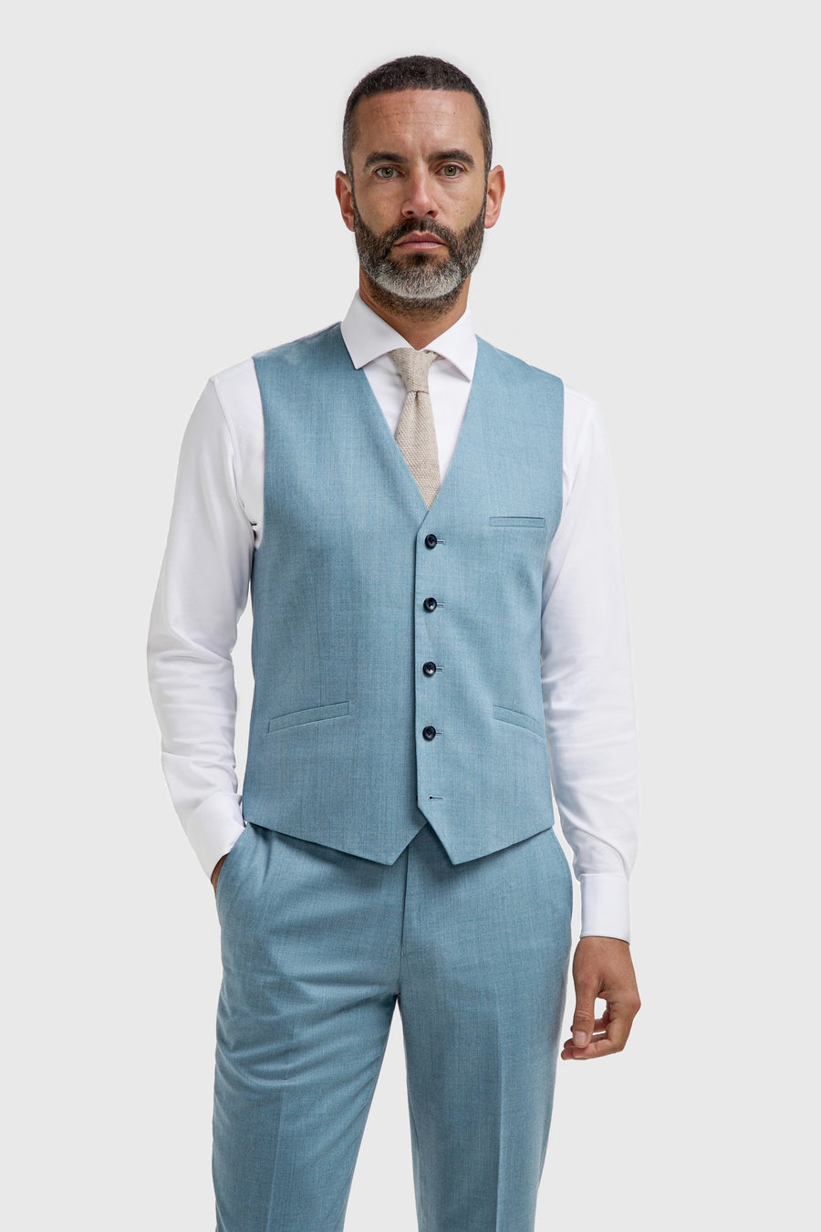 James - Men's Light Blue Textured Waistcoat
