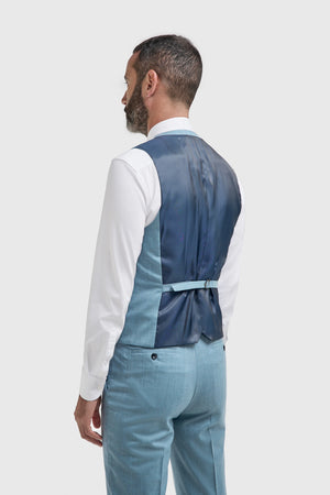 James - Men's Light Blue 3 Piece Textured Suit