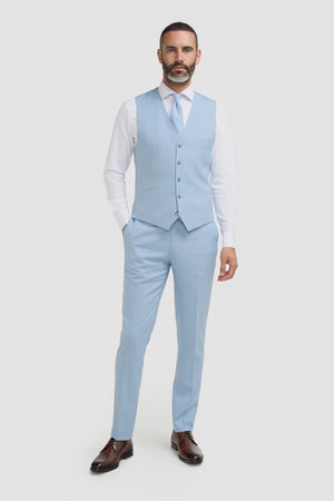 Malibu - Men's Sky Blue Textured 3 Piece Suit