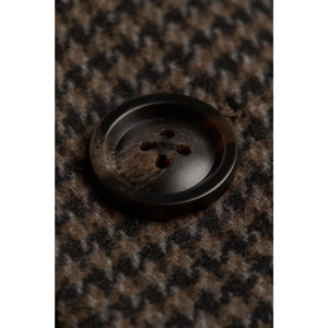 Pearson - Men's Brown Wool Blend Houndstooth Tweed Overcoat-TruClothing