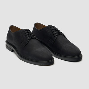 Pedro - Men's Black Suede Matte Finish Lace-Up Derby Shoes