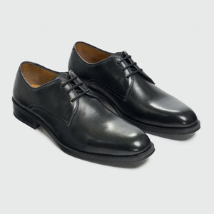 Taylor - Men's Black Leather Classic Lace-Up Derby Shoes