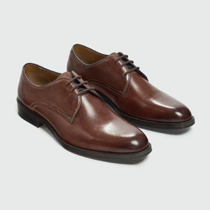 Taylor - Men's Brown Leather Classic Lace-Up Derby Shoes