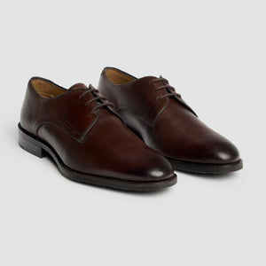 Taylor - Men's Chocolate Brown Leather Classic Derby Shoes