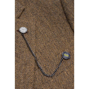 Thomas - Men’s Brown 3 Piece Wool Blend Tweed Suit-TruClothing
