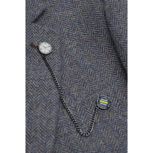 Thomas - Men’s Navy 3 Piece Wool Blend Tweed Suit-TruClothing