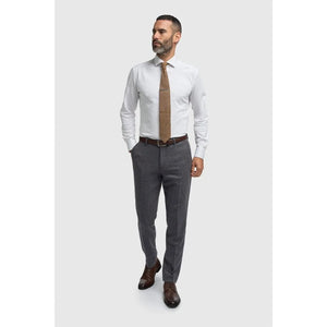 Thomas - Men’s Navy 3 Piece Wool Blend Tweed Suit-TruClothing