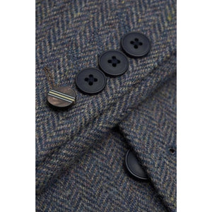Thomas - Men’s Navy 3 Piece Wool Blend Tweed Suit-TruClothing