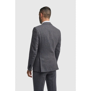 Thomas - Men’s Navy 3 Piece Wool Blend Tweed Suit-TruClothing