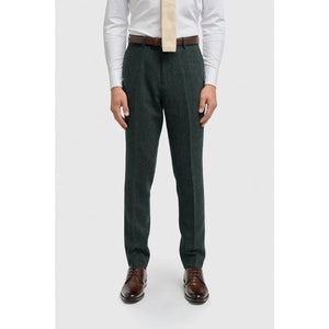Thomas - Men’s Olive Green 3 Piece Wool Blend Tweed Suit-TruClothing
