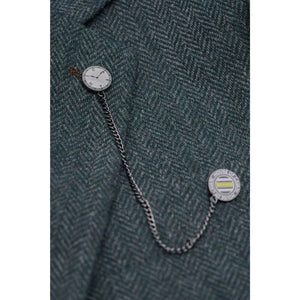 Thomas - Men’s Olive Green 3 Piece Wool Blend Tweed Suit-TruClothing