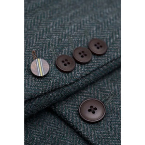 Thomas - Men’s Olive Green 3 Piece Wool Blend Tweed Suit-TruClothing