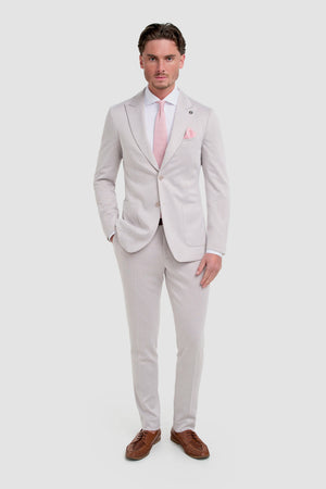 Vasco - Men's Beige 2 Piece Herringbone Suit