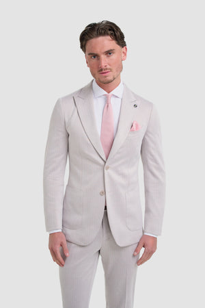 Vasco - Men's Beige 2 Piece Herringbone Suit