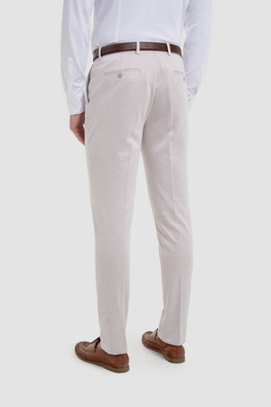 Vasco - Men's Beige 2 Piece Herringbone Suit