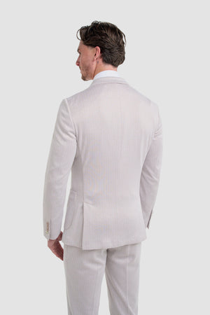 Vasco - Men's Beige 2 Piece Herringbone Suit