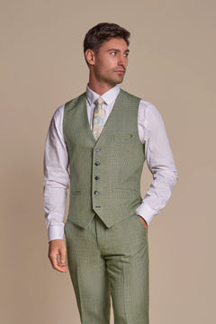 Caridi - Gilet da uomo a quadri verde salvia