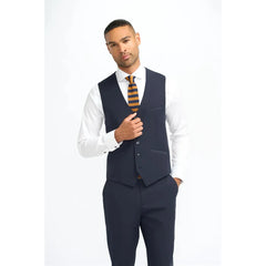 Malibu - Men's Navy Tailored Fit Waistcoat
