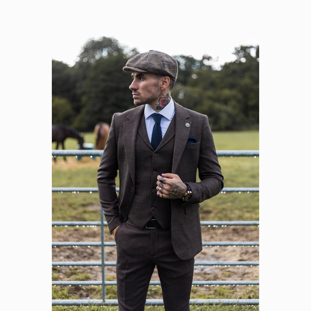 Navy tweed suit wedding clearance