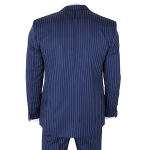 IM43 - Men's Classic Pinstripe 3 Piece Navy Blue Suit-TruClothing