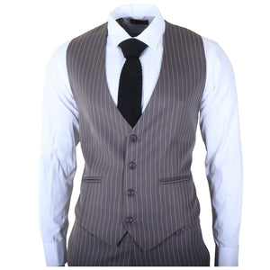 IM44 - Men's Classic Pinstripe 3 Piece Grey Suit-TruClothing
