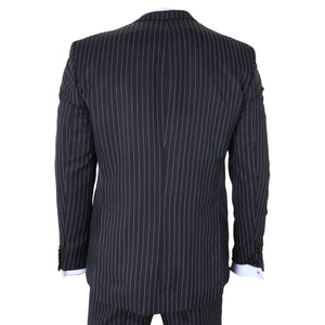 IM45 - Men's Classic Pinstripe 3 Piece Black Suit-TruClothing
