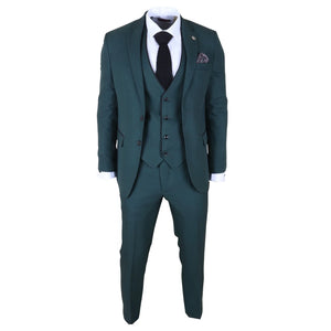 IM46 - Men's 3 Piece Green Tailored Fit Suit-TruClothing
