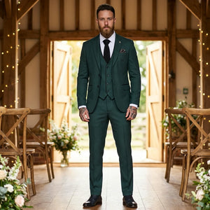 IM46 - Men's 3 Piece Green Tailored Fit Suit-TruClothing