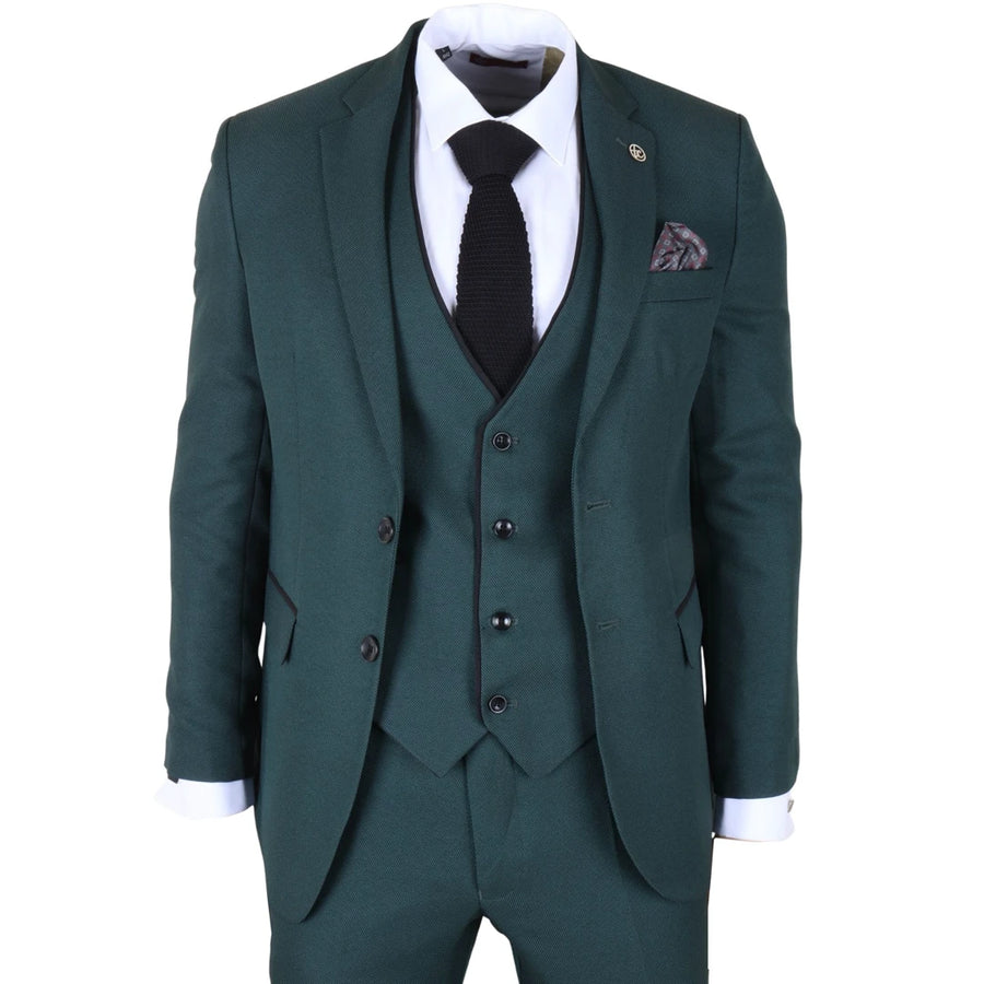 IM46 - Men's 3 Piece Green Tailored Fit Suit-TruClothing