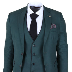 IM46 - Men's 3 Piece Green Tailored Fit Suit-TruClothing