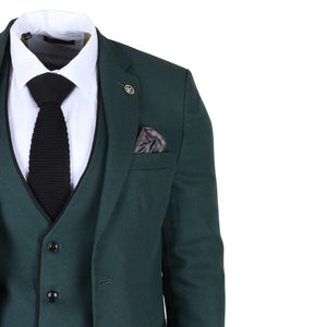 IM46 - Men's 3 Piece Green Tailored Fit Suit-TruClothing